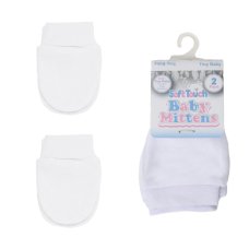 PRP113-W: White 2 Pack Premature Anti-Scratch Mittens